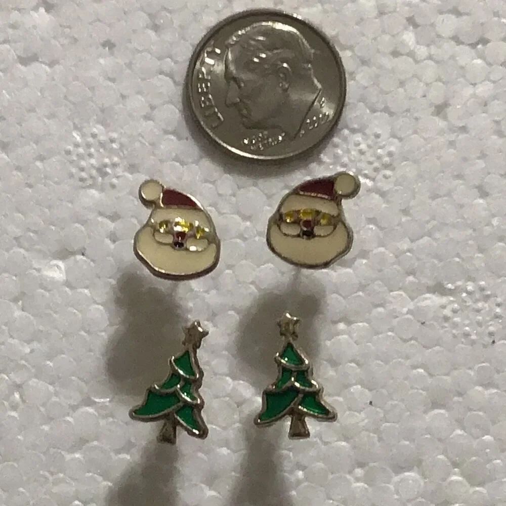 Pair of vintage enamel Christmas earrings